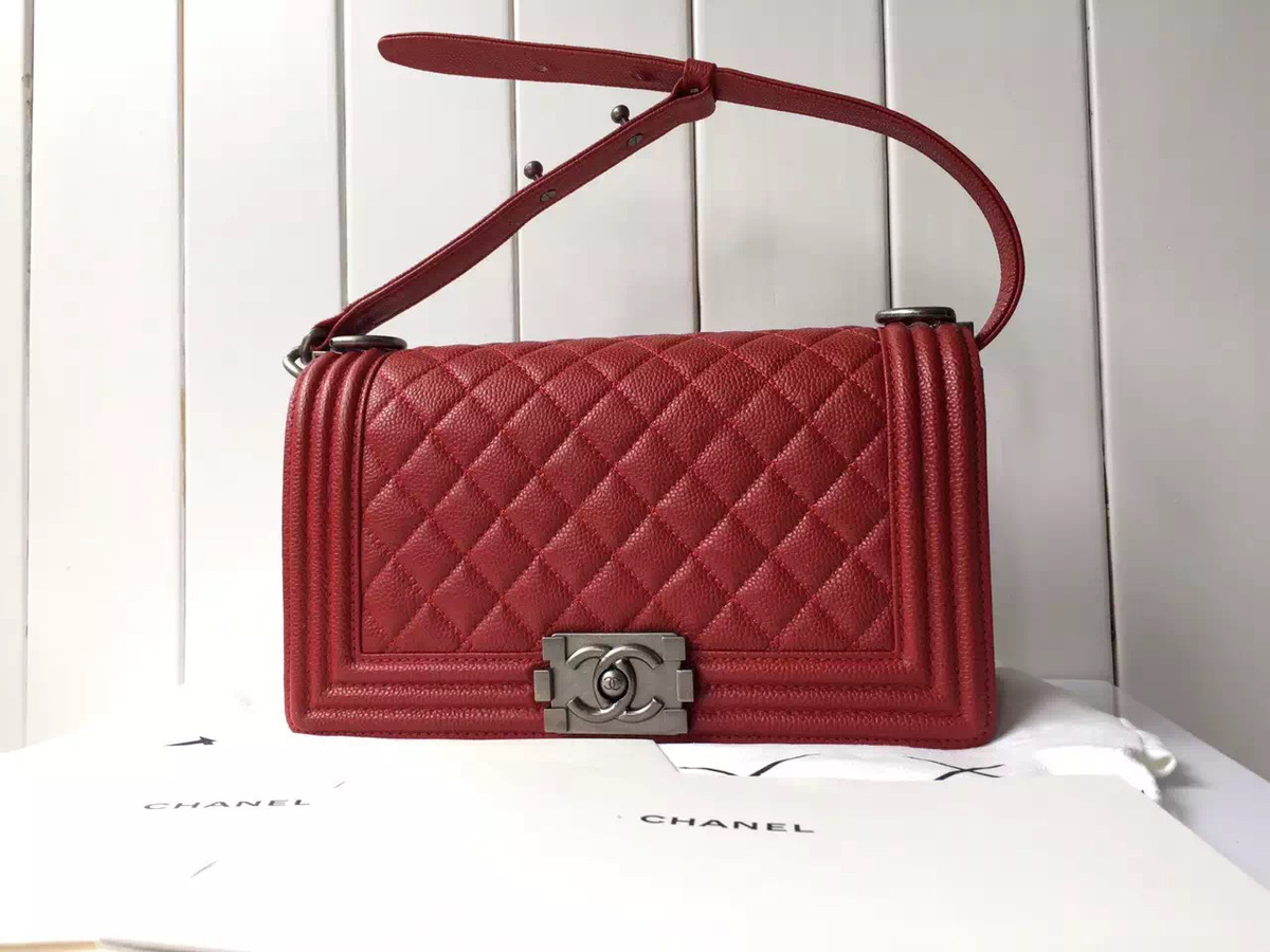 Ch**el Leboy bag cowskin in Red with silver hardware