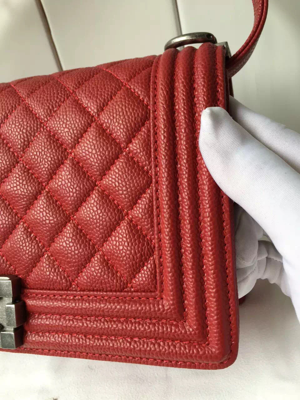 Ch**el Leboy bag cowskin in Red with silver hardware