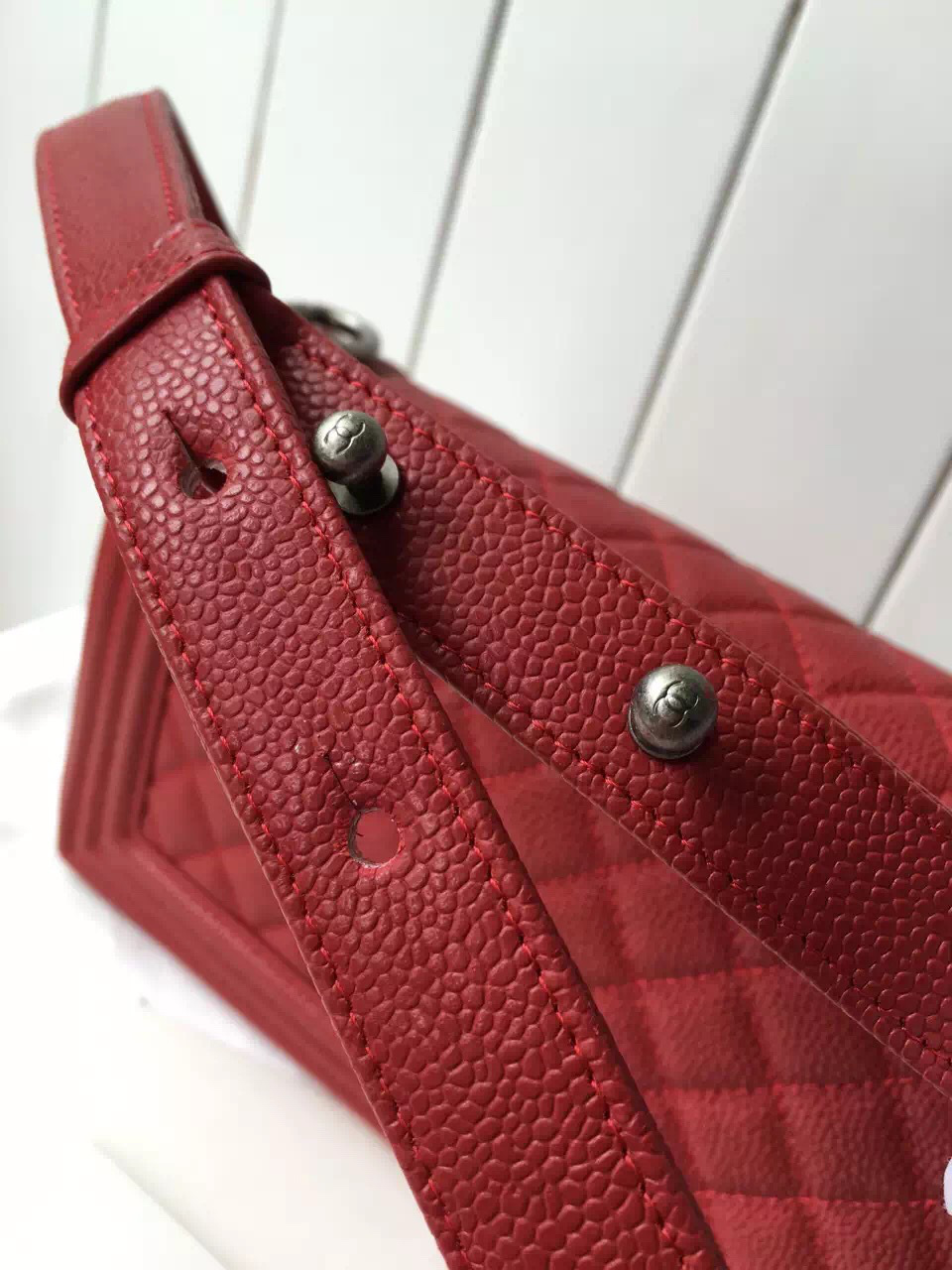 Ch**el Leboy bag cowskin in Red with silver hardware