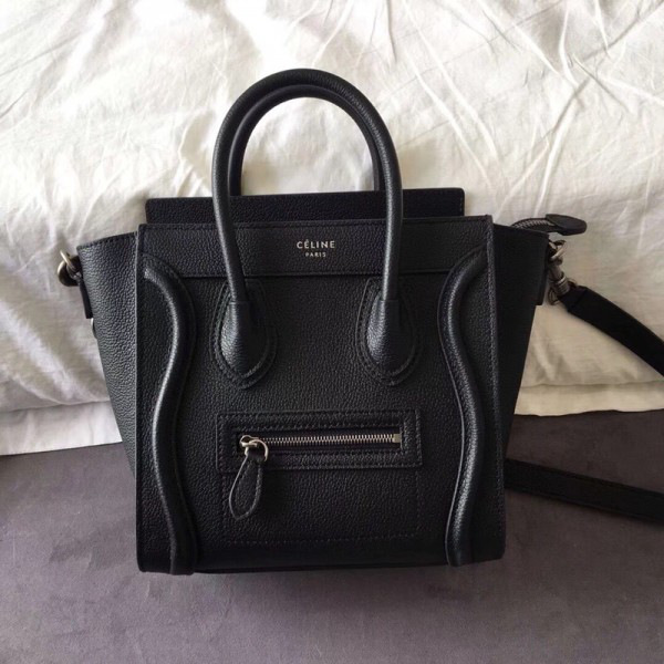 Ce1i*e Micro Luggage Calfskin Handbag in Black