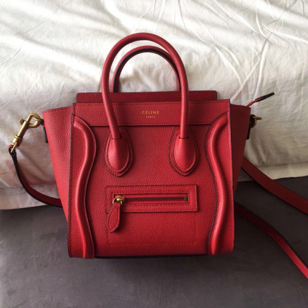 Ce1i*e Micro Luggage Calfskin Handbag in Red