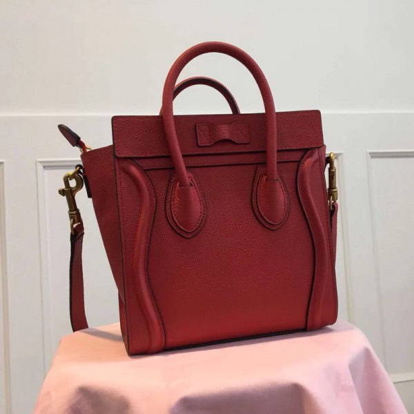 Ce1i*e Micro Luggage Calfskin Handbag in Red