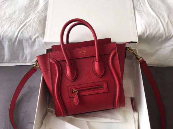 Ce1i*e Micro Luggage Calfskin Handbag in Red