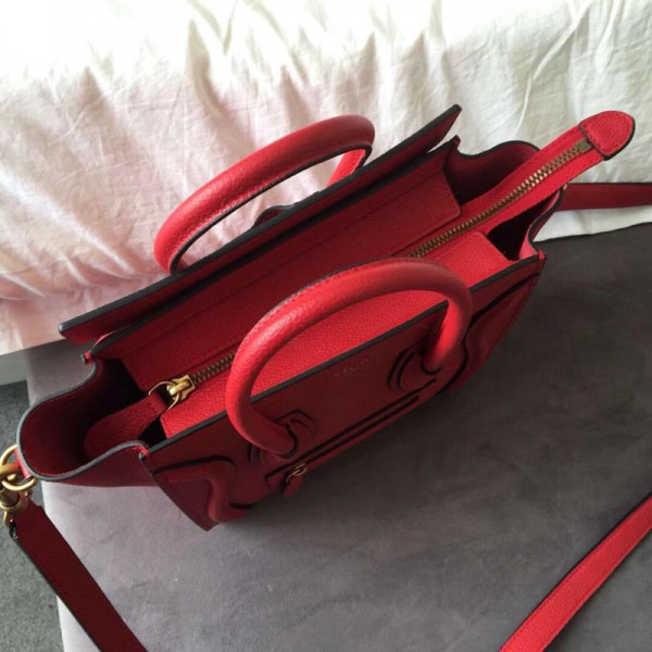 Ce1i*e Micro Luggage Calfskin Handbag in Red