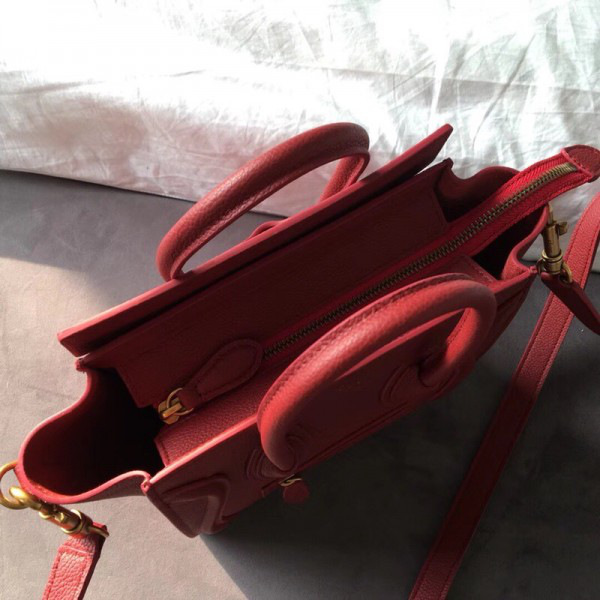 Ce1i*e Micro Luggage Calfskin Handbag in Wine Red