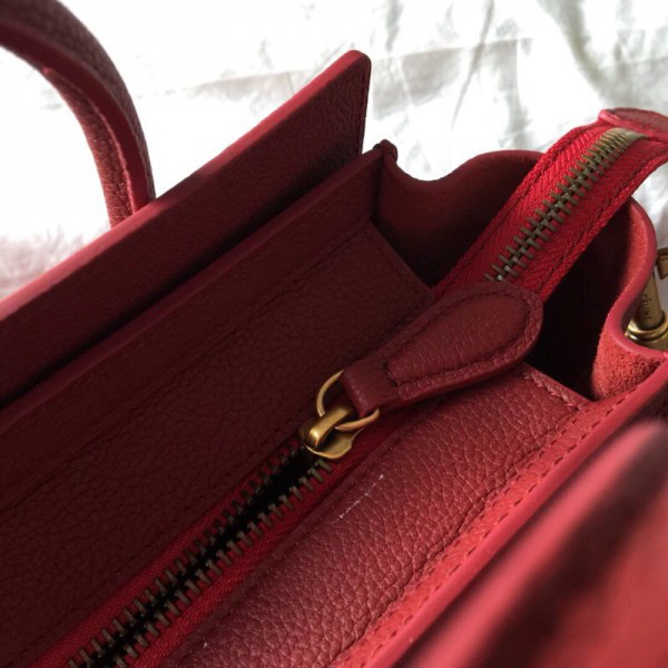 Ce1i*e Micro Luggage Calfskin Handbag in Wine Red