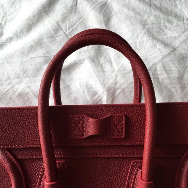 Ce1i*e Micro Luggage Calfskin Handbag in Wine Red