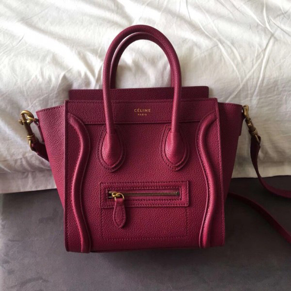 Ce1i*e Micro Luggage Calfskin Handbag in Rose Red
