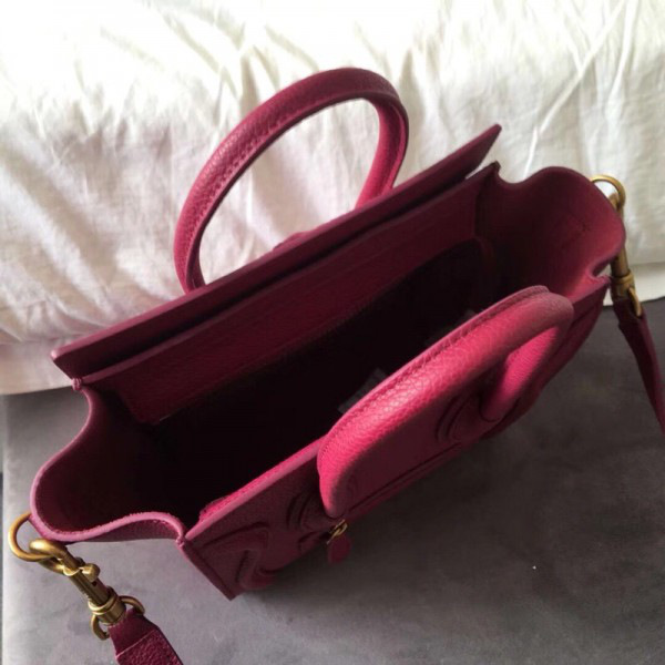 Ce1i*e Micro Luggage Calfskin Handbag in Rose Red