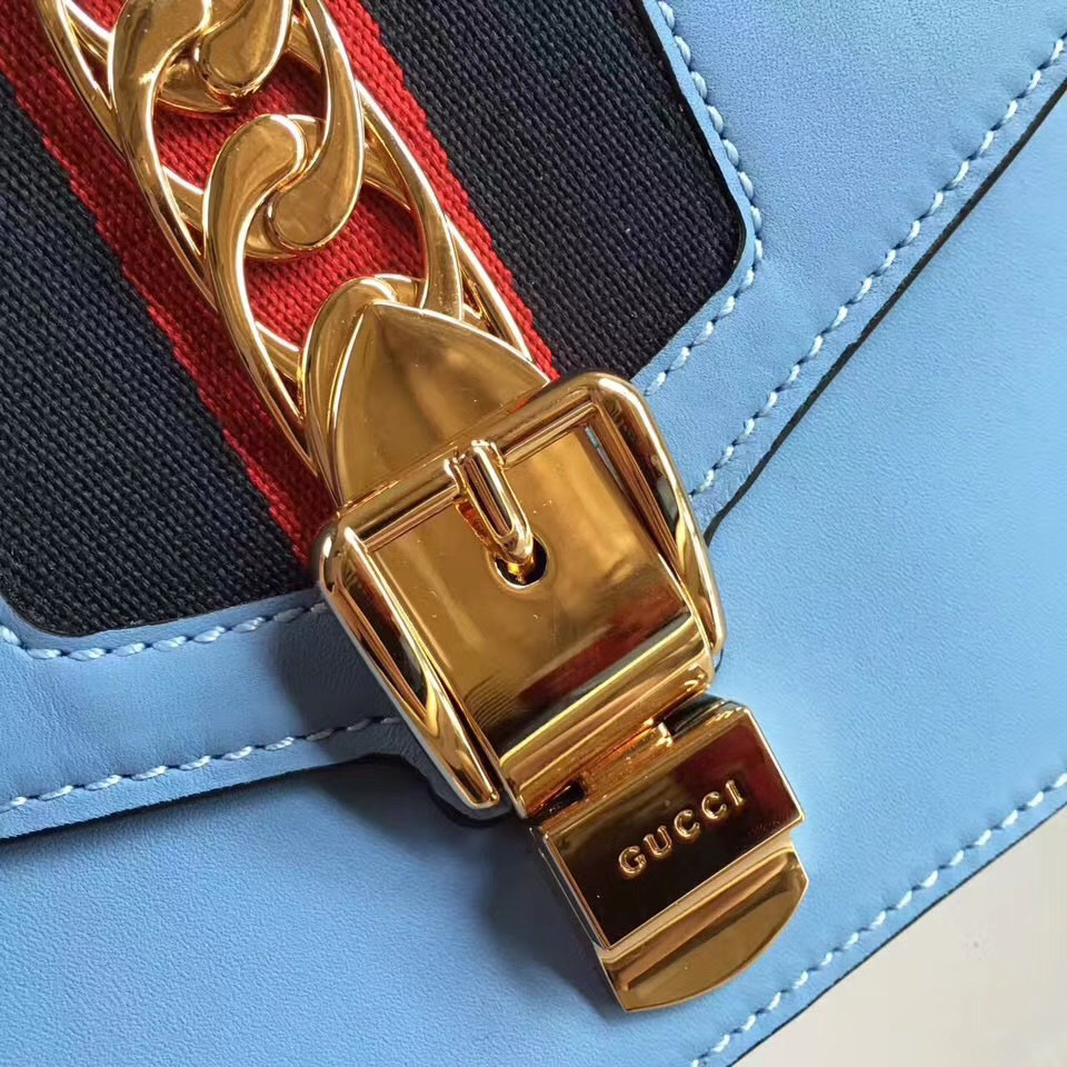 Gvc*1 Sylvie leather mini chain bag in Light Blue 431666