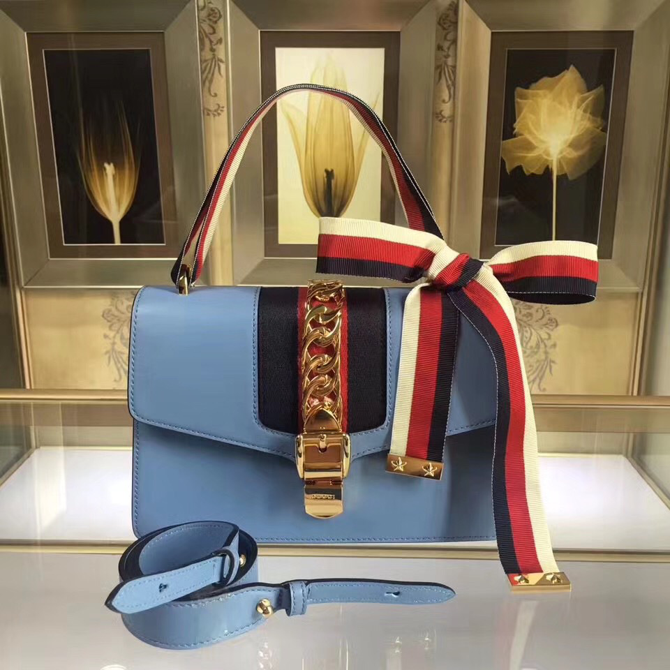 Gvc*1 Sylvie shoulder bag in Light Blue leather 421882
