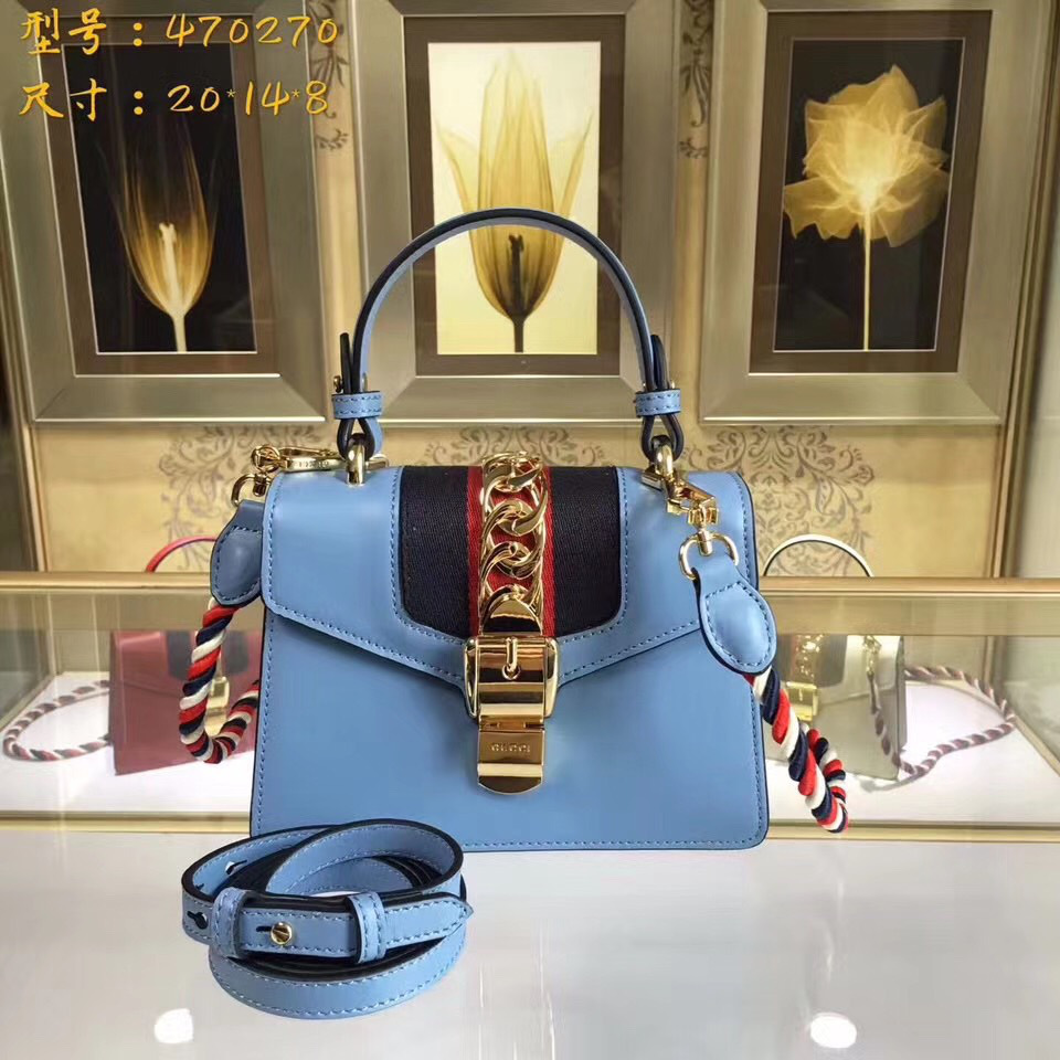 Gvc*1 Sylvie leather mini bag in Light Blue 470270