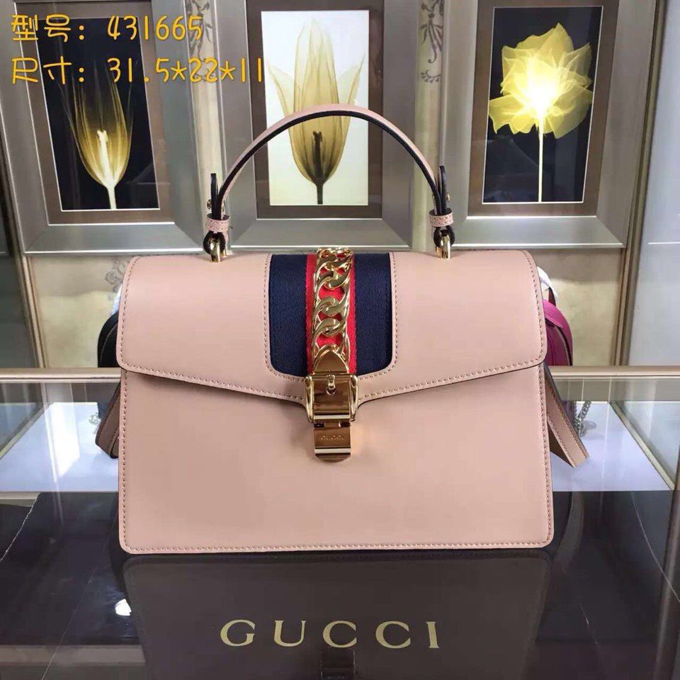 Gvc*1 Sylvie medium top handle bag in Pink leather 431665