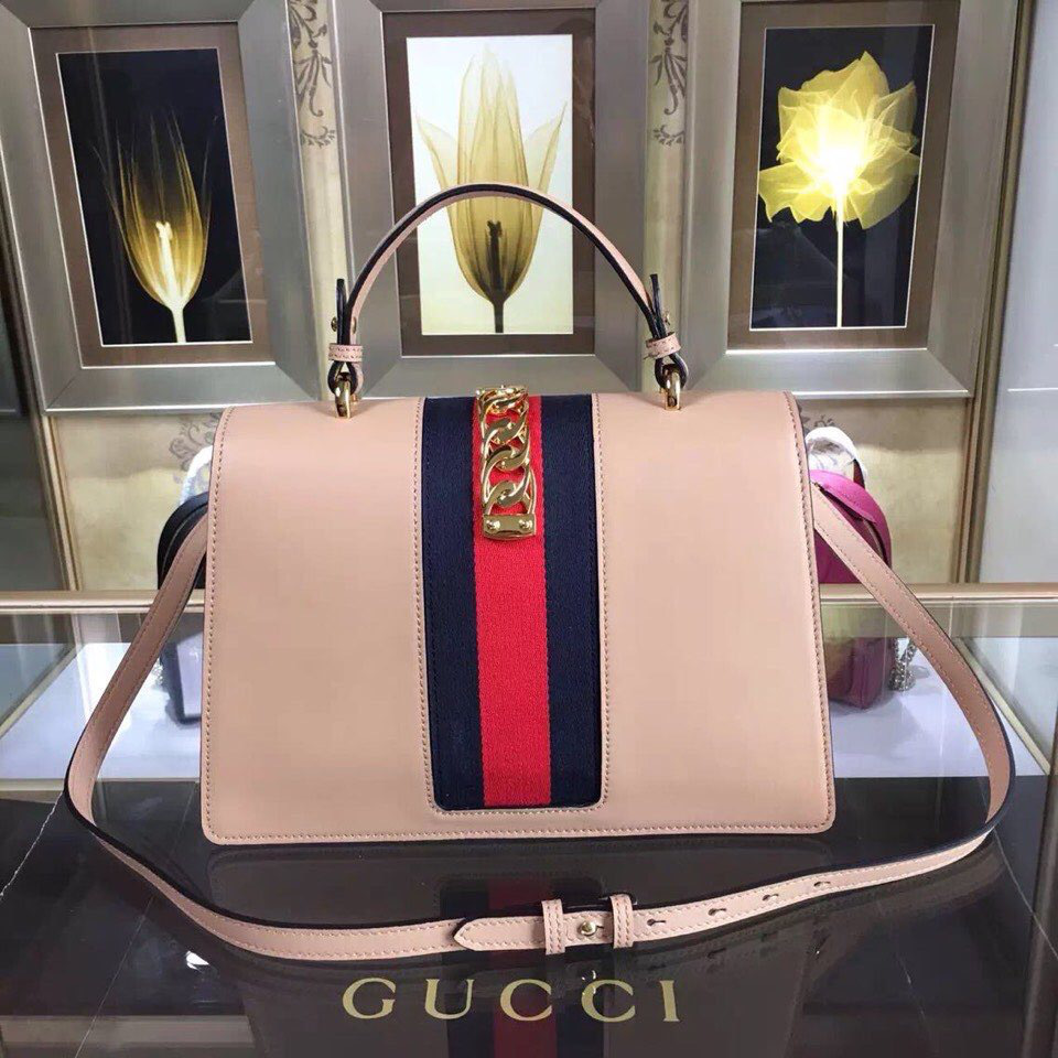 Gvc*1 Sylvie medium top handle bag in Pink leather 431665