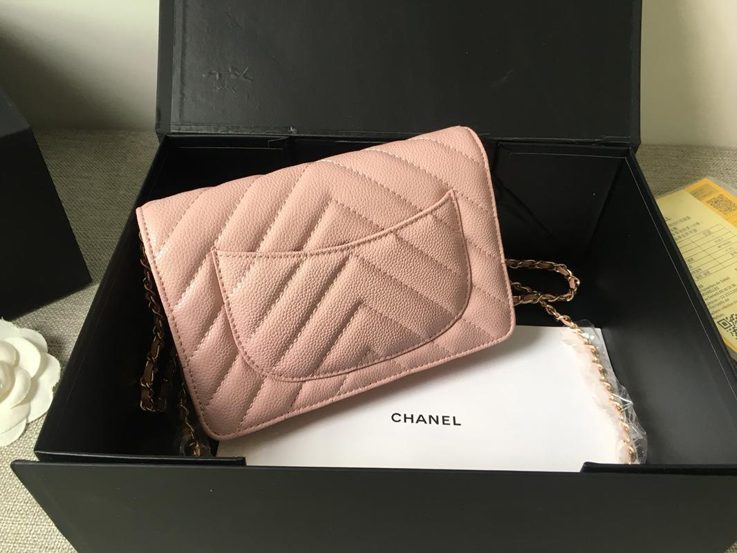 Ch**el Flap Bag Calfskin Leather Pink with Gold Hardware
