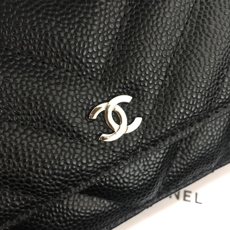 Ch**el Flap Bag Calfskin Leather Black with Silver Hardware