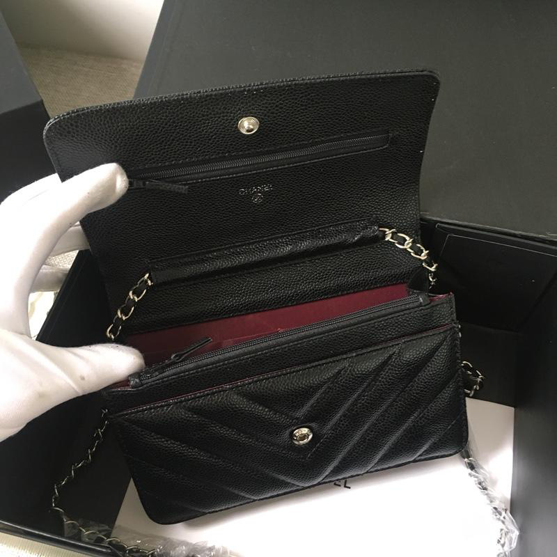 Ch**el Flap Bag Calfskin Leather Black with Silver Hardware