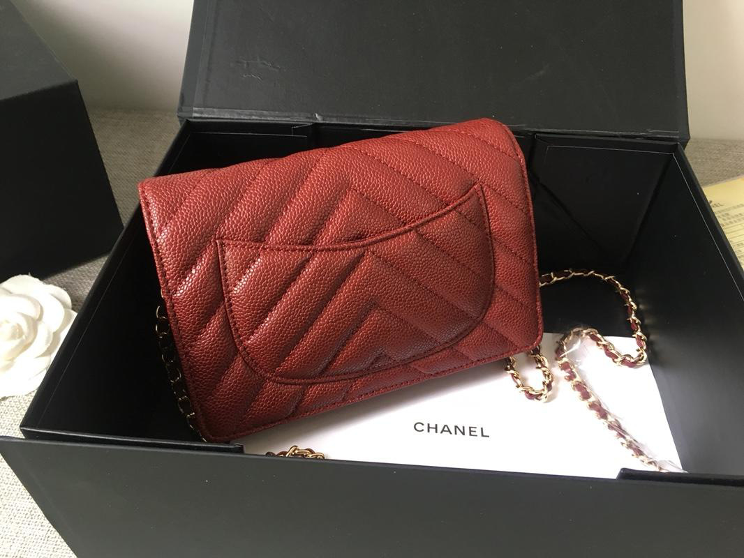 Ch**el Flap Bag Calfskin Leather Red with Gold Hardware