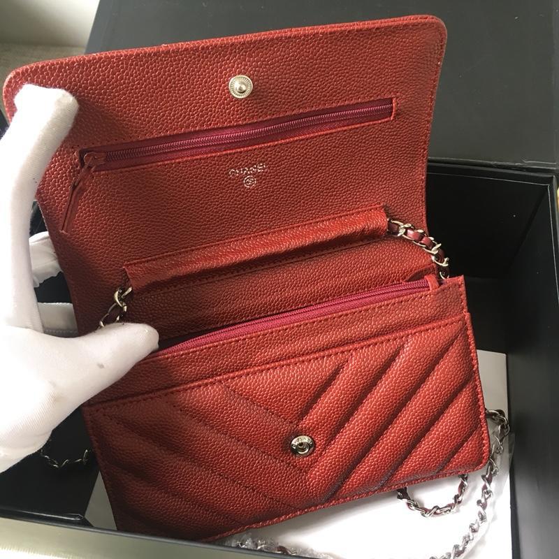 Ch**el Flap Bag Calfskin Leather Red with Silver Hardware