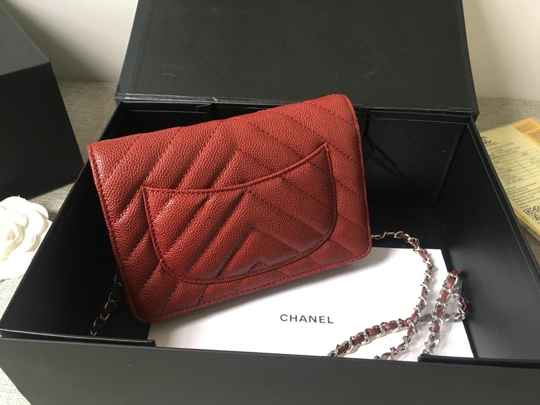 Ch**el Flap Bag Calfskin Leather Red with Silver Hardware