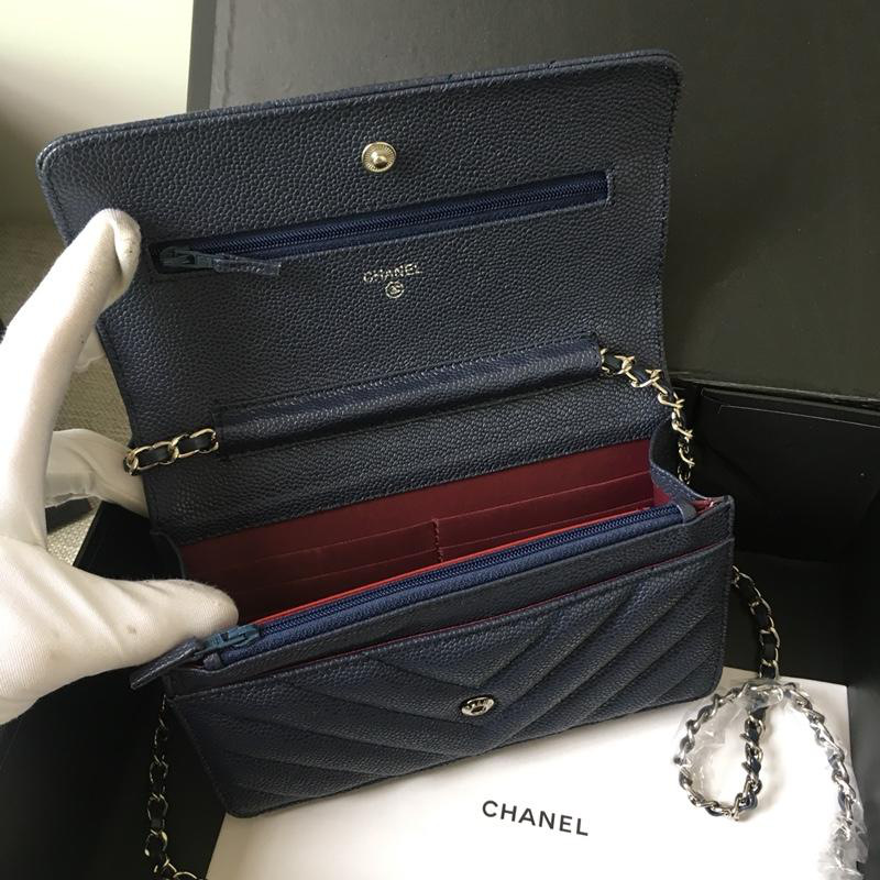 Ch**el Flap Bag Calfskin Leather Blue with Silver Hardware