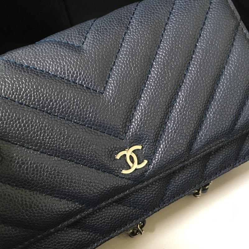 Ch**el Flap Bag Calfskin Leather Blue with Silver Hardware
