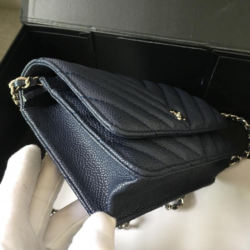 Ch**el Flap Bag Calfskin Leather Blue with Silver Hardware