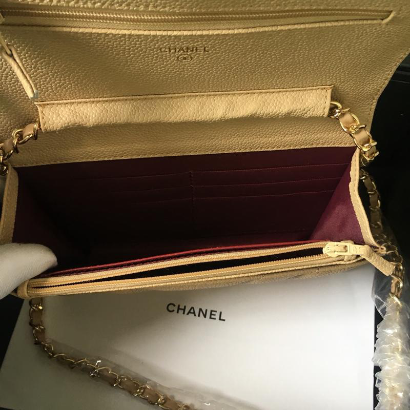 Ch**el Flap Bag Calfskin Leather Apricot with Gold Hardware