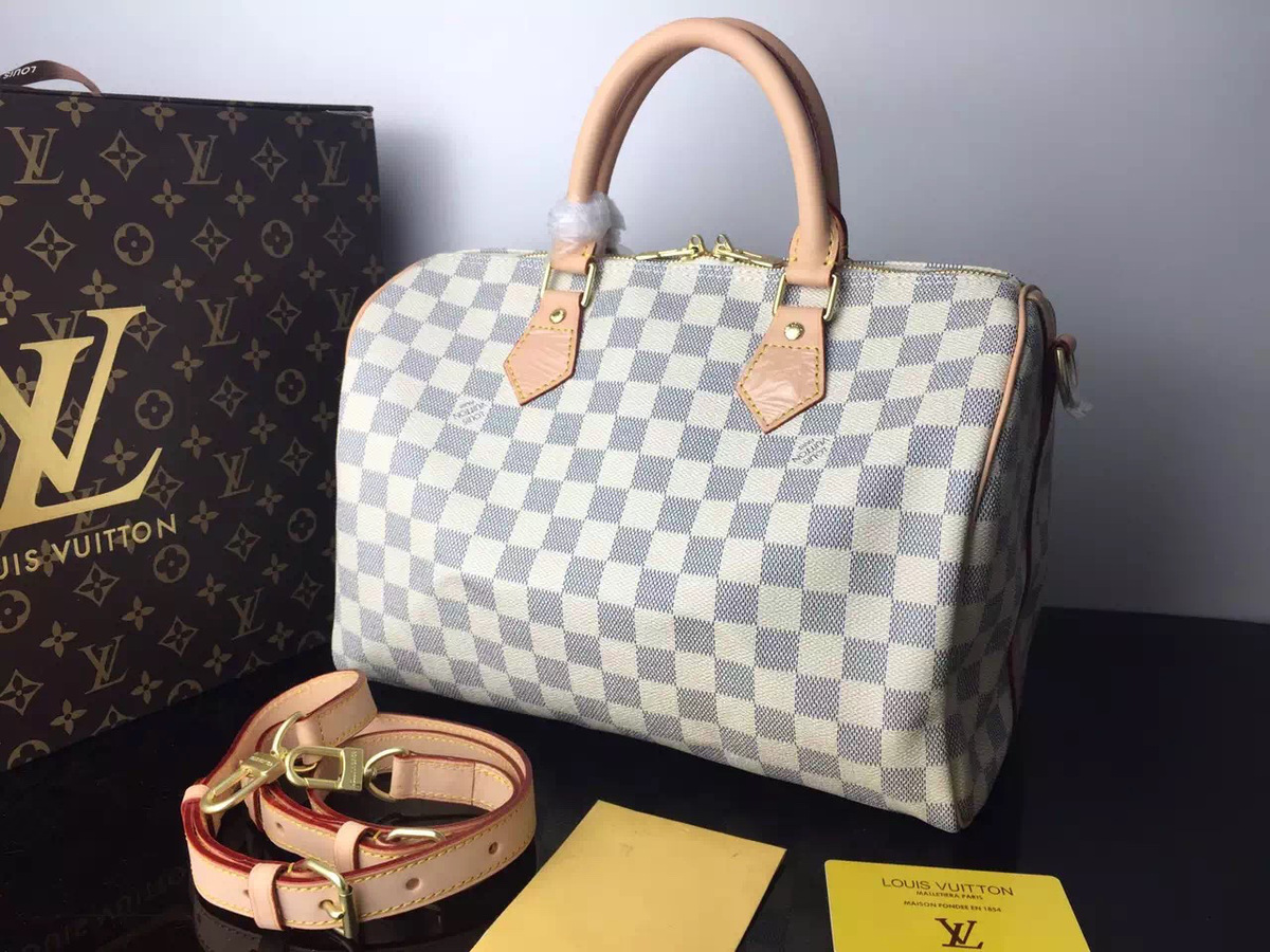 L0vis Vvtt0n Damier Azur Speedy 30cm With Shoulder Strap Bag N41001