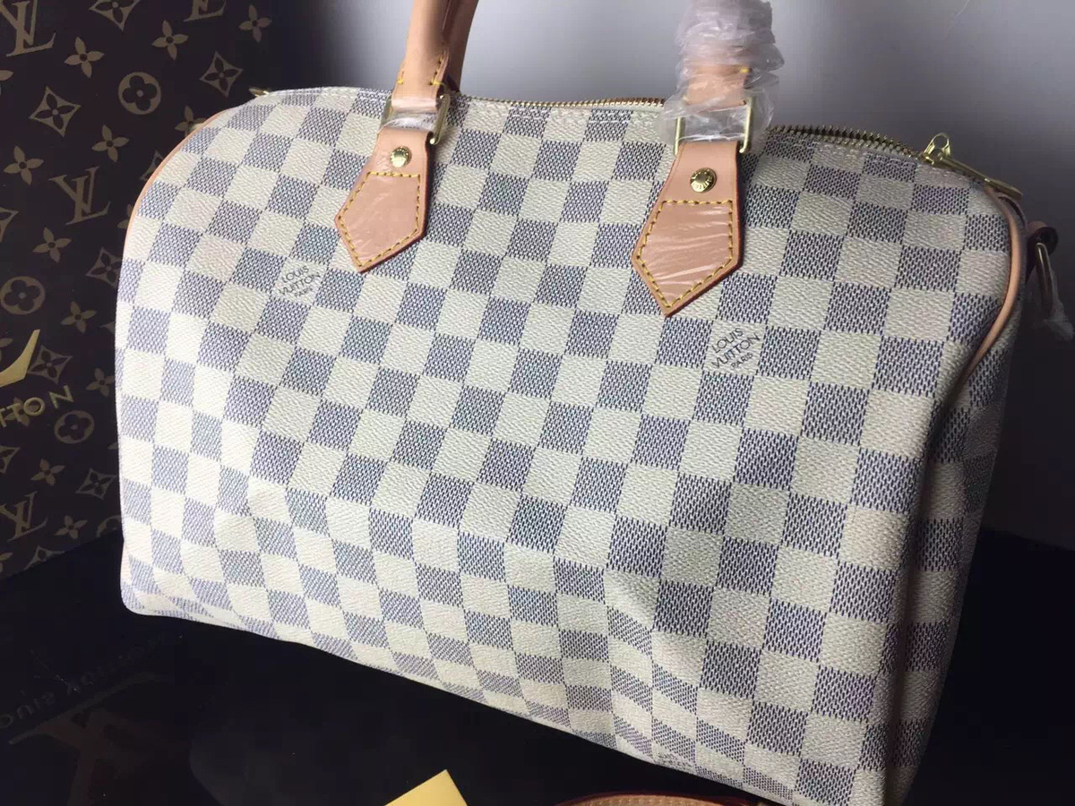 L0vis Vvtt0n Damier Azur Speedy 30cm With Shoulder Strap Bag N41001