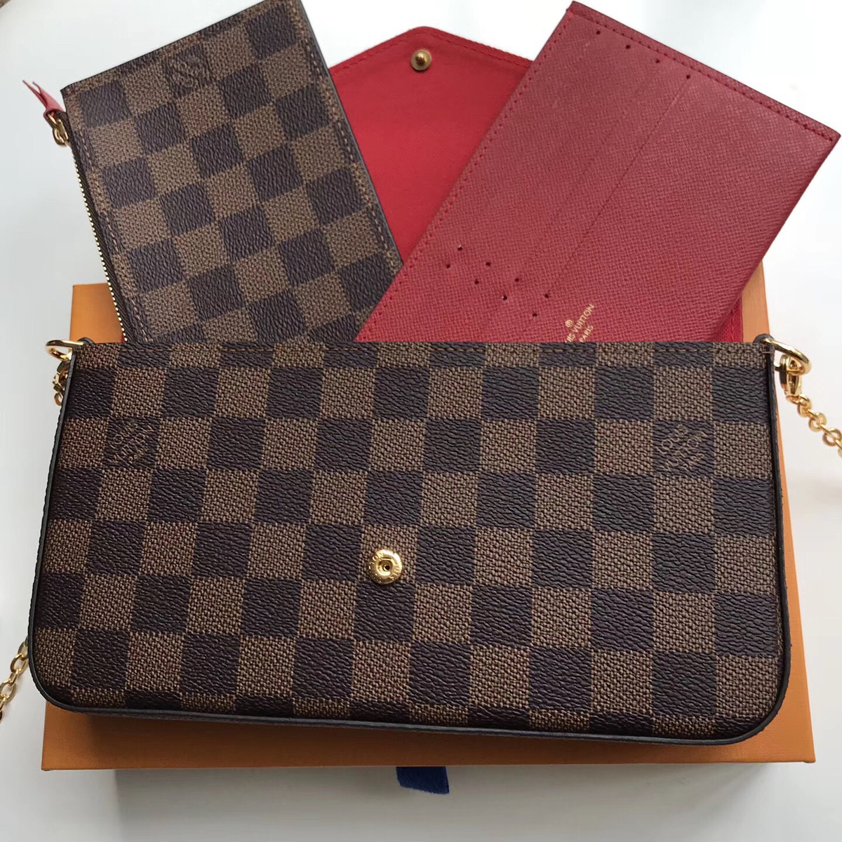 L0vis Vvtt0n Damier Canvas Pochette Felicie Wallets Handbag 63032