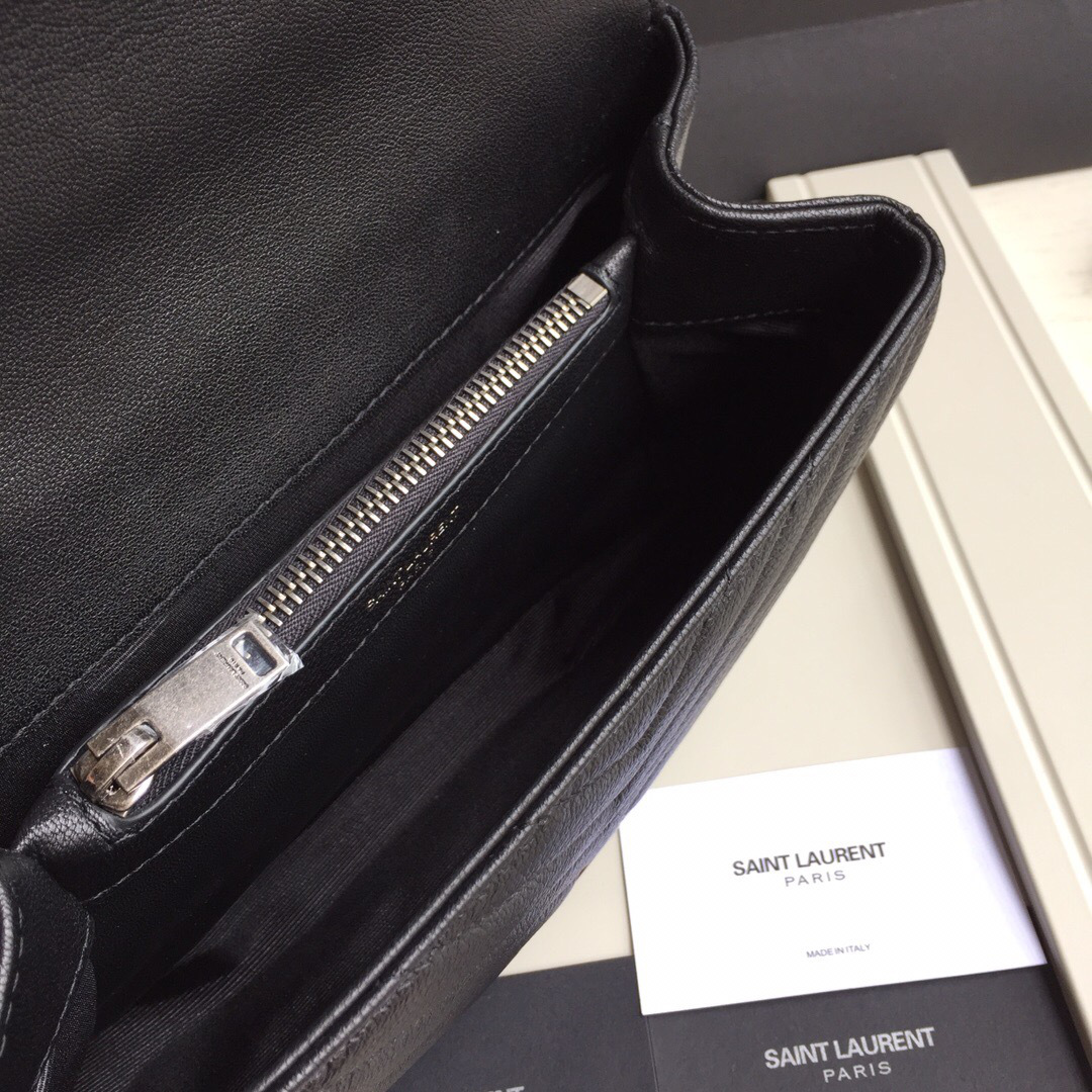 Y51 Monogram College Black Medium Bag with Silver Hardware 24cm