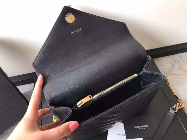 Y51 Monogram College Black Medium Bag with Gold Hardware 24cm