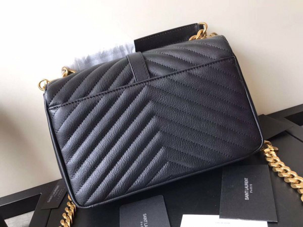 Y51 Monogram College Black Medium Bag with Gold Hardware 24cm