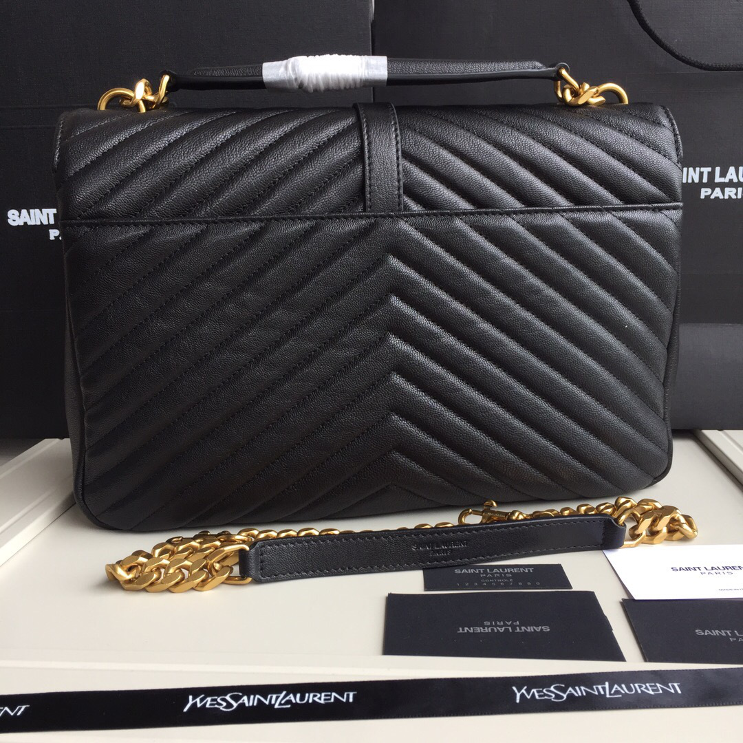 Y51 Monogram College Black Large Bag with Gold Hardware 32cm