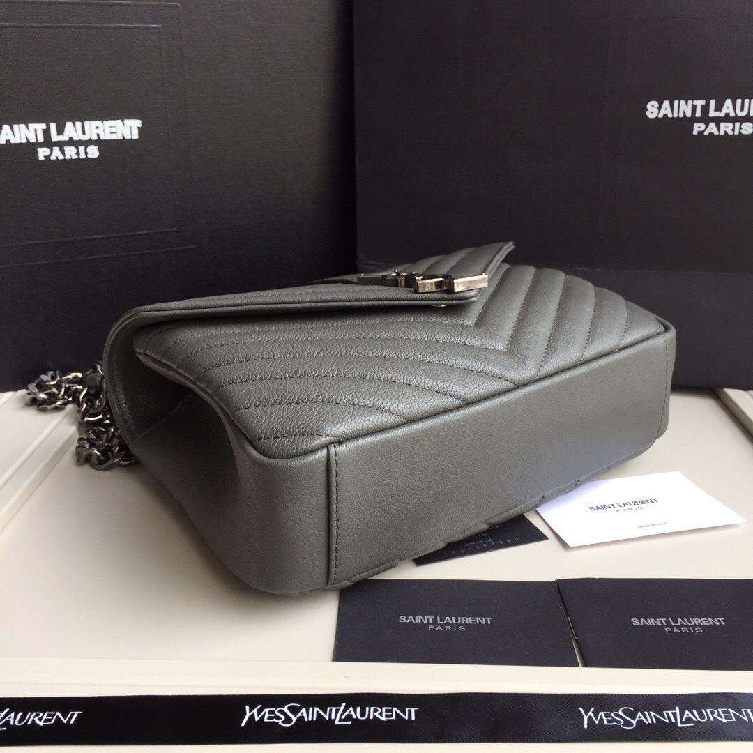 Y51 Monogram College Gray Medium Bag with Silver Hardware 24cm
