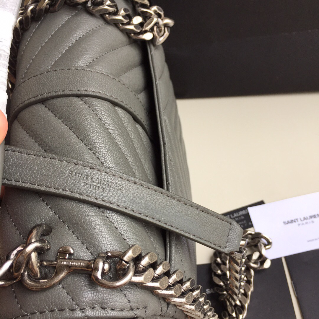 Y51 Monogram College Gray Medium Bag with Silver Hardware 24cm