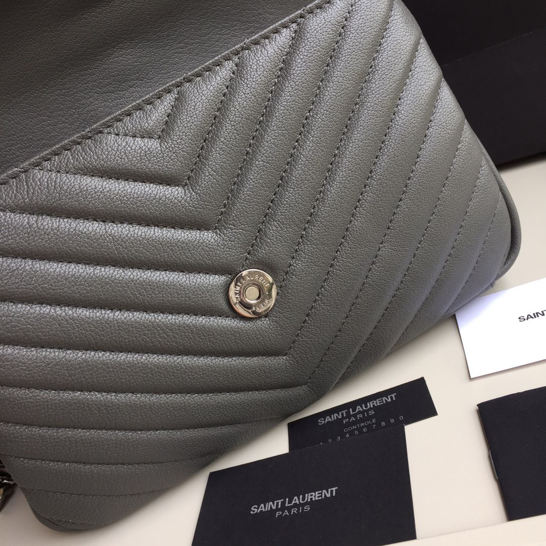 Y51 Monogram College Gray Medium Bag with Silver Hardware 24cm