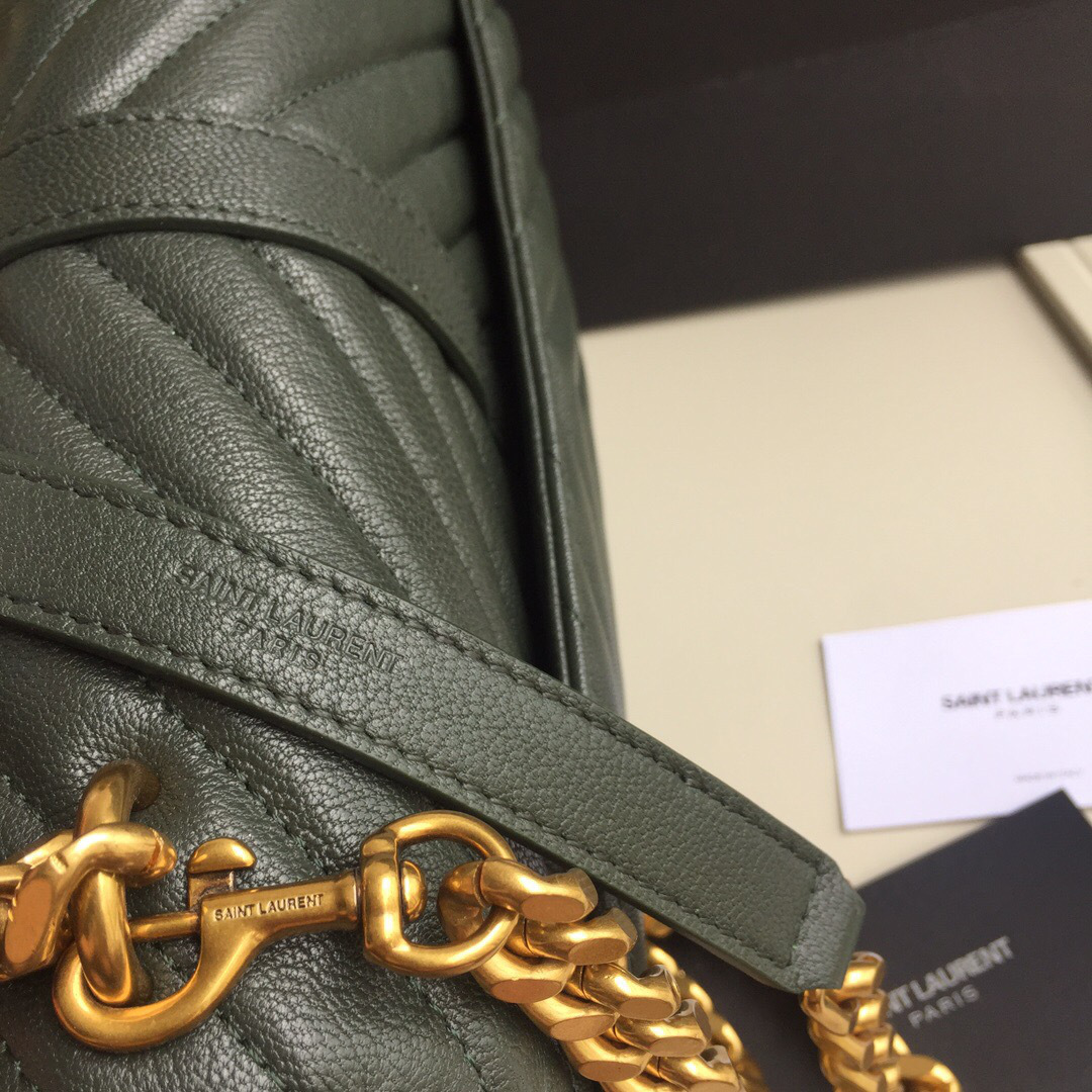 Y51 Monogram College Dark Green Medium Bag with Gold Hardware 24cm