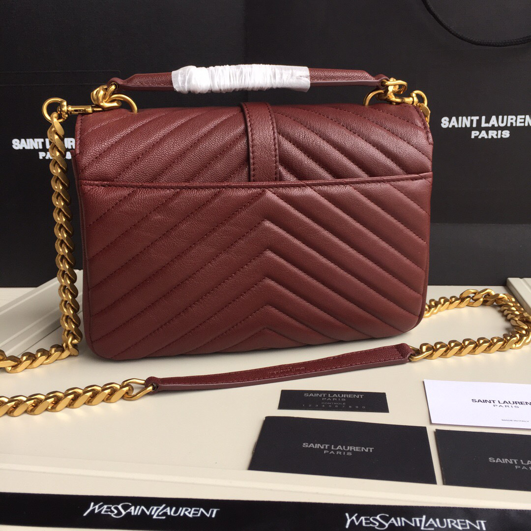 Y51 Monogram College burgundy Medium Bag with Gold Hardware 24cm