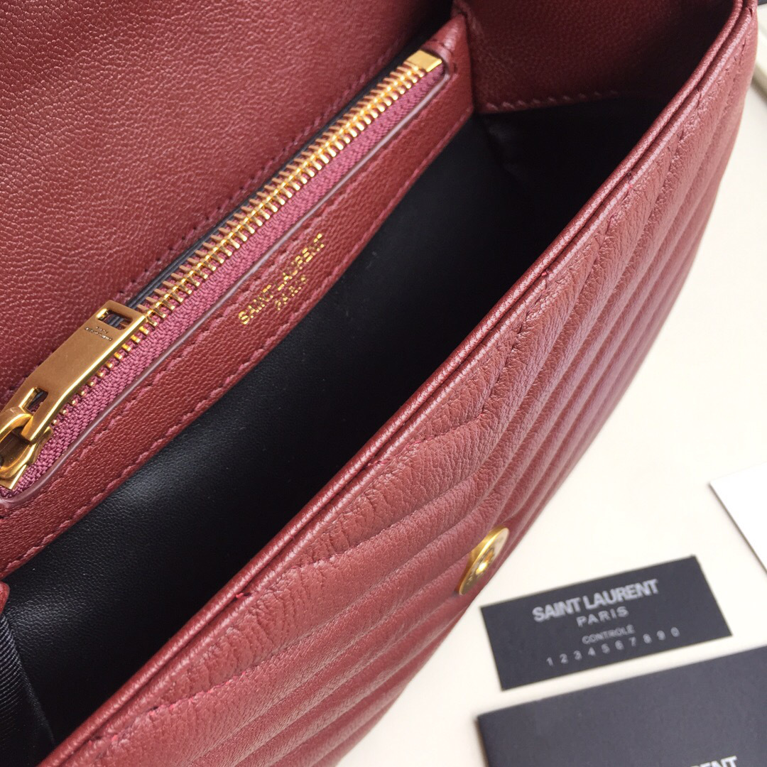 Y51 Monogram College burgundy Medium Bag with Gold Hardware 24cm