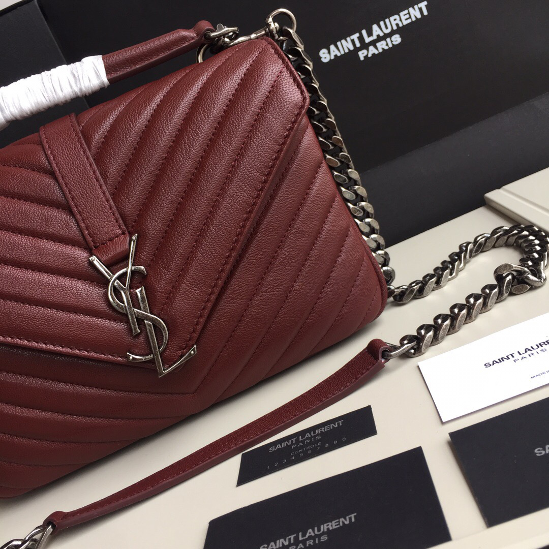 Y51 Monogram College burgundy Medium Bag with Silver Hardware 24cm
