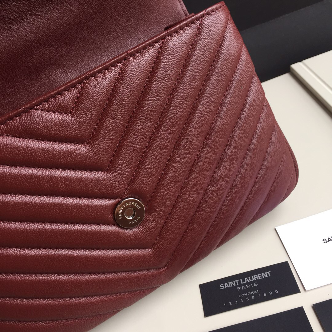 Y51 Monogram College burgundy Medium Bag with Silver Hardware 24cm