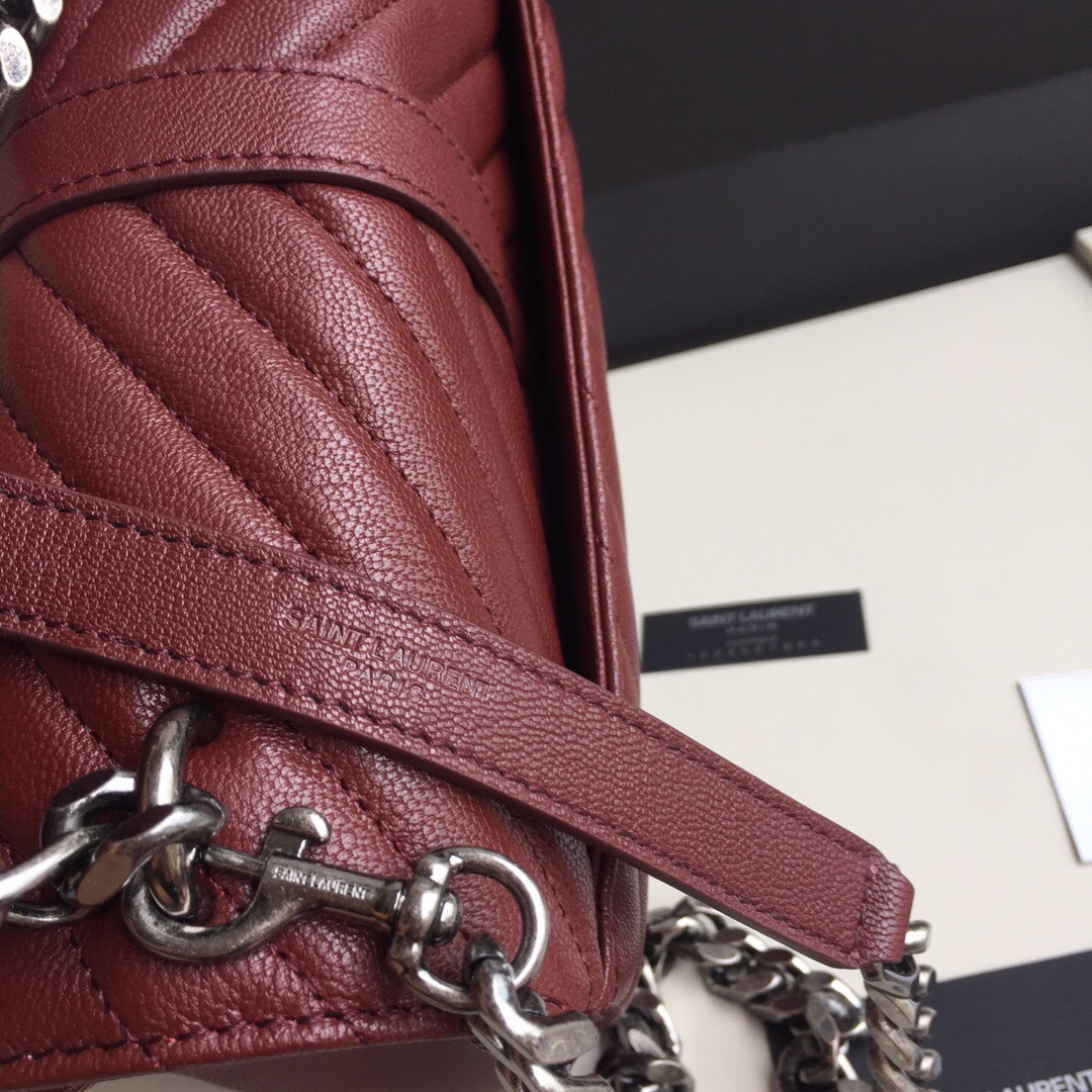 Y51 Monogram College burgundy Medium Bag with Silver Hardware 24cm