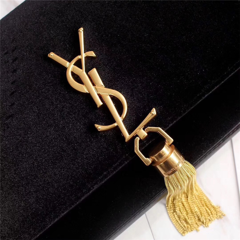 Y51 Sa1nt Lau*nt Black Bag with Gold Hardware