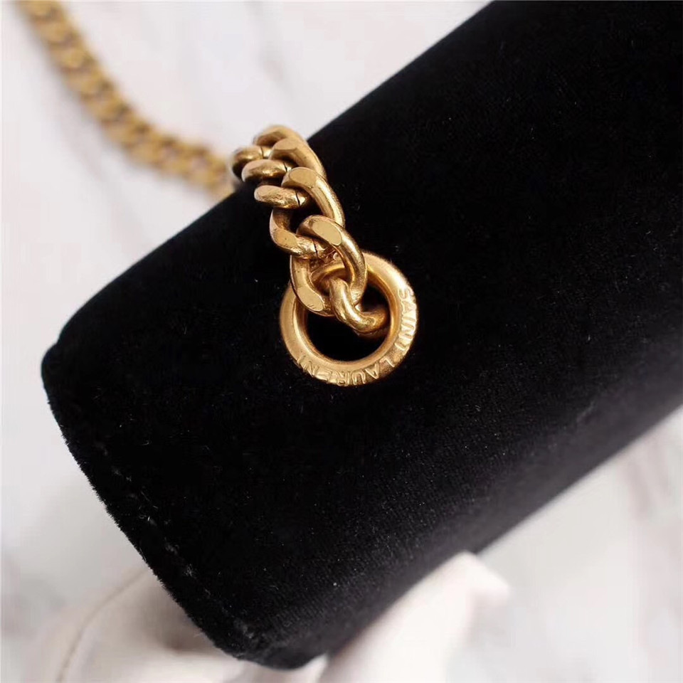 Y51 Sa1nt Lau*nt Black Bag with Gold Hardware
