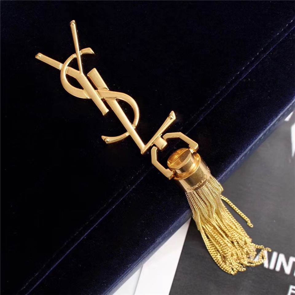 Y51 Sa1nt Lau*nt Blue Bag with Gold Hardare
