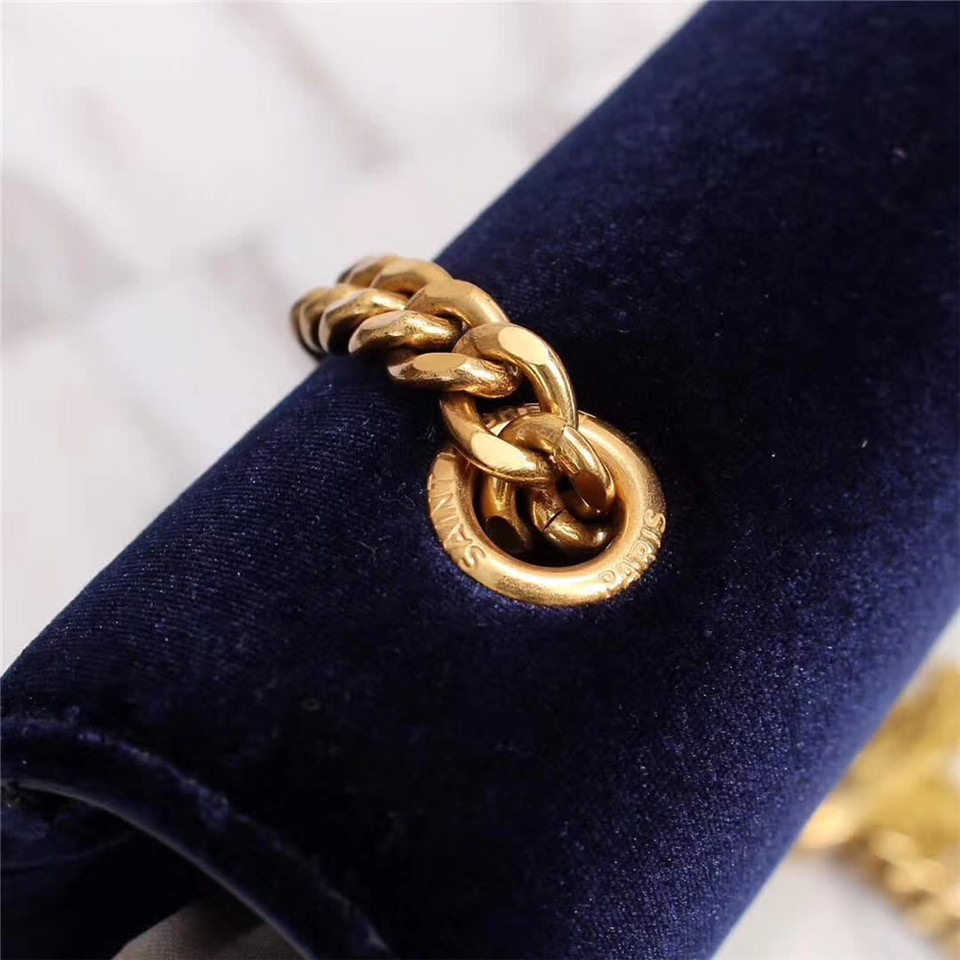 Y51 Sa1nt Lau*nt Blue Bag with Gold Hardare