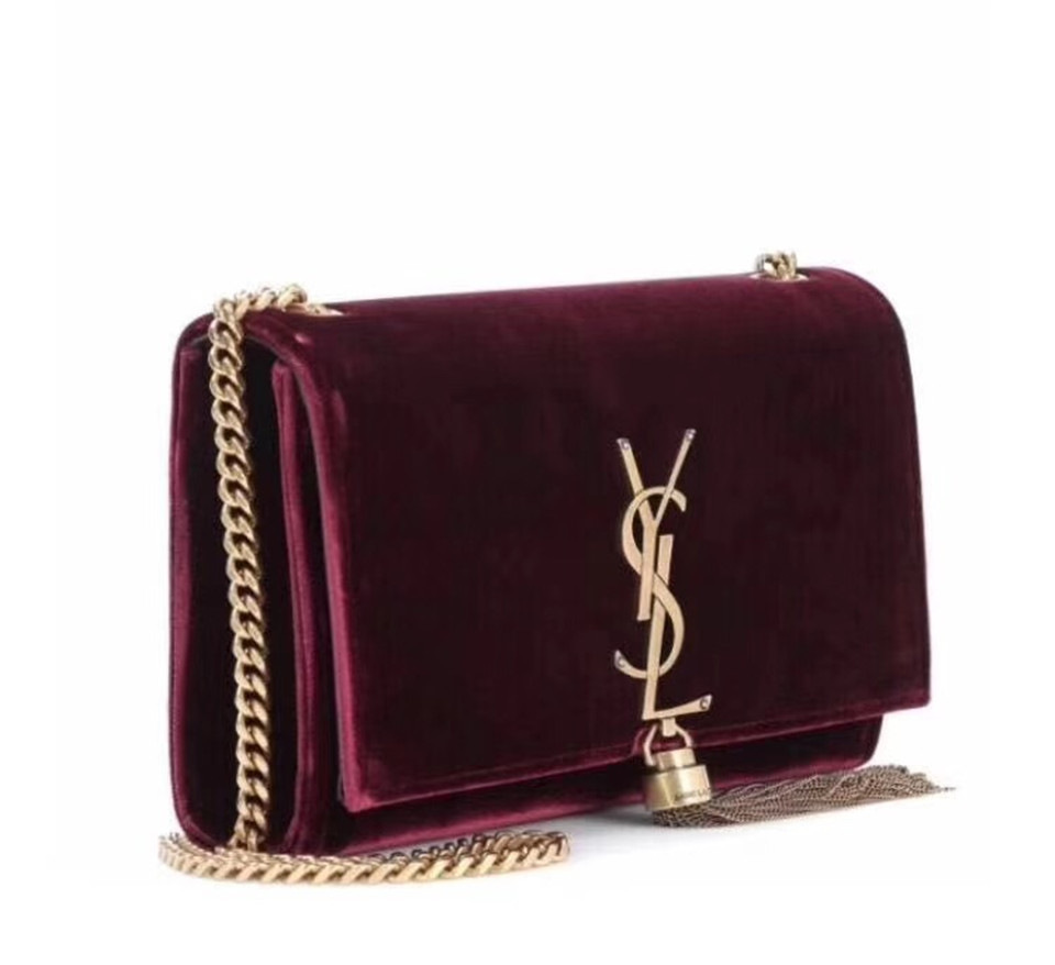 Y51 Sa1nt Lau*nt Red Bag with Gold Hardware