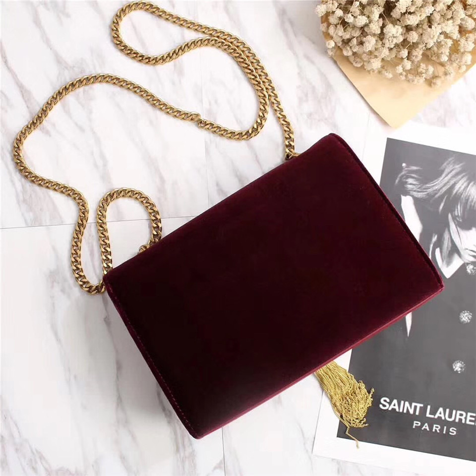 Y51 Sa1nt Lau*nt Red Bag with Gold Hardware